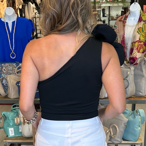 Nylon Apparel - 3 D Floral One Shoulder Top, White, Sizes S, M, L - NWT - Picture 5 of 11